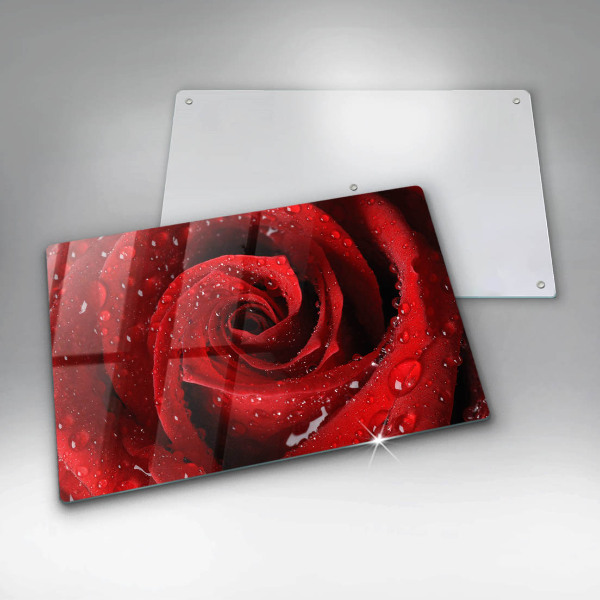 Glas Herdabdeckplatte Rosenblütenblätter