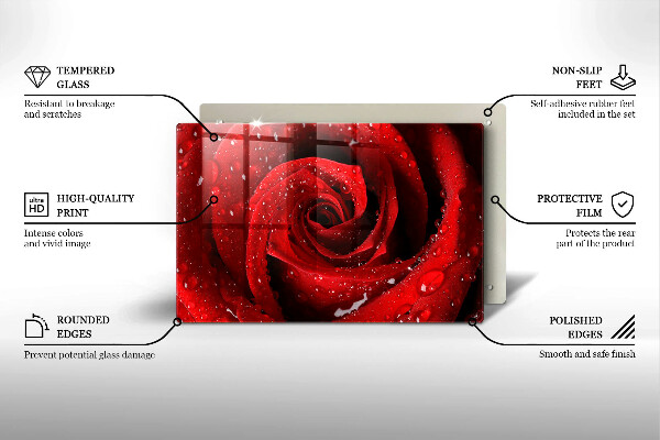 Glas Herdabdeckplatte Rosenblütenblätter