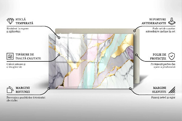 Glas Ceranfeldabdeckung Pastellmarmor