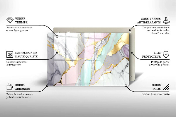 Glas Ceranfeldabdeckung Pastellmarmor