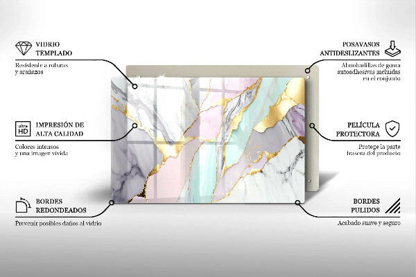 Glas Ceranfeldabdeckung Pastellmarmor