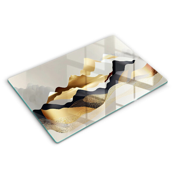 Glas Ceranfeldabdeckung Abstrakte goldene Berge