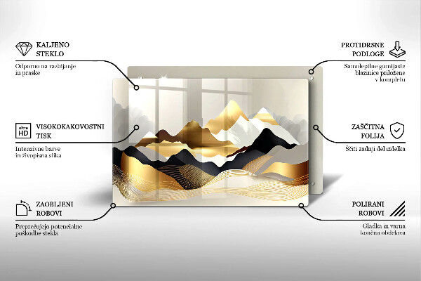 Glas Ceranfeldabdeckung Abstrakte goldene Berge