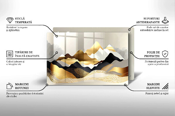 Glas Ceranfeldabdeckung Abstrakte goldene Berge