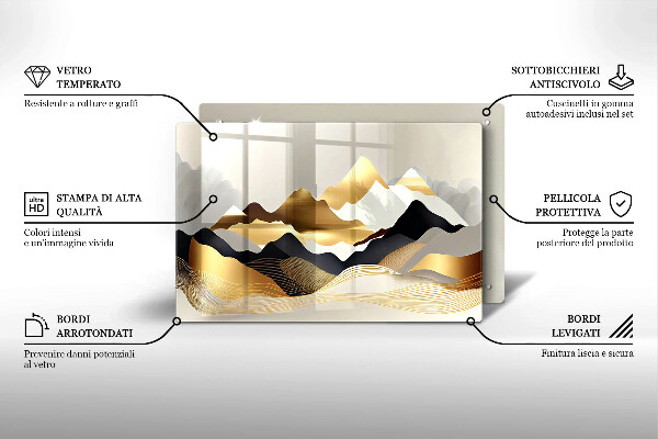Glas Ceranfeldabdeckung Abstrakte goldene Berge