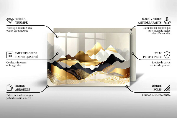Glas Ceranfeldabdeckung Abstrakte goldene Berge