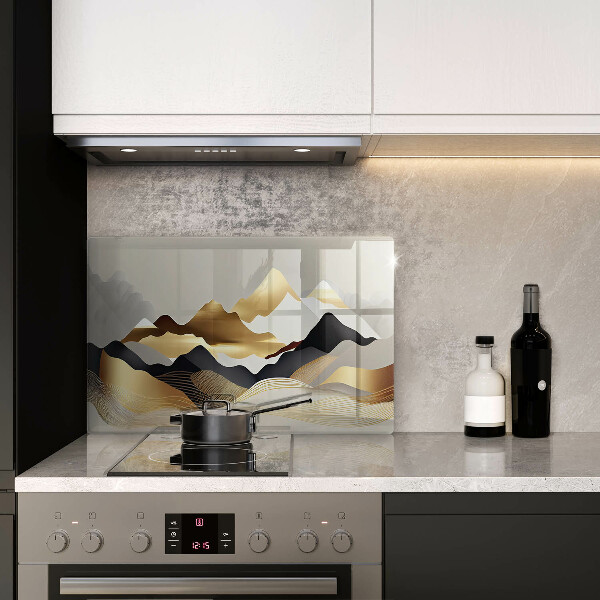 Glas Ceranfeldabdeckung Abstrakte goldene Berge