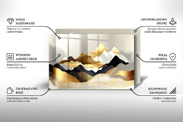 Glas Ceranfeldabdeckung Abstrakte goldene Berge