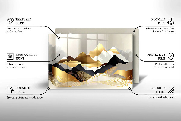 Glas Ceranfeldabdeckung Abstrakte goldene Berge