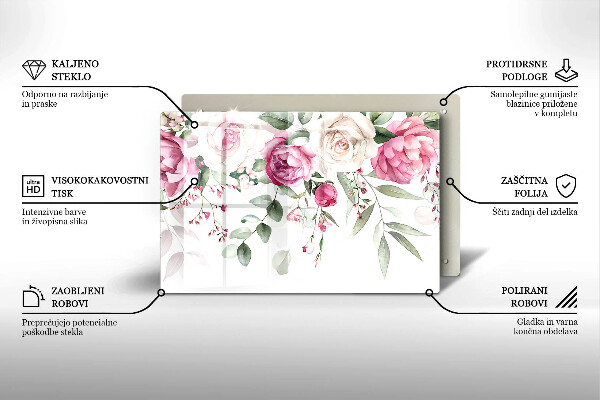 Glas Ceranfeldabdeckung Aquarellrosen