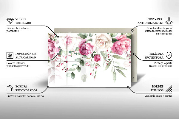 Glas Ceranfeldabdeckung Aquarellrosen