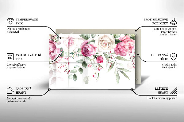 Glas Ceranfeldabdeckung Aquarellrosen