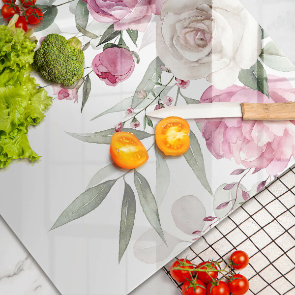 Glas Ceranfeldabdeckung Aquarellrosen