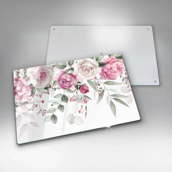 Glas Ceranfeldabdeckung Aquarellrosen