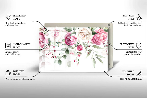 Glas Ceranfeldabdeckung Aquarellrosen