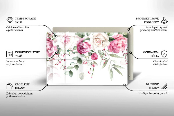 Glas Ceranfeldabdeckung Aquarellrosen