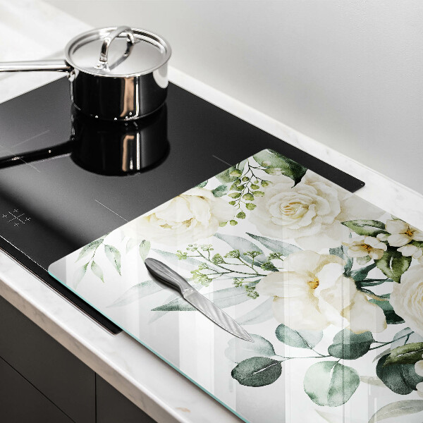 Glas Ceranfeldabdeckung Aquarellblumen