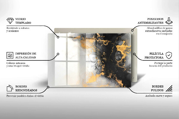 Glas Ceranfeldabdeckung Abstraktion mit Gold