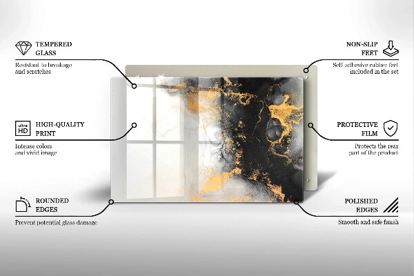 Glas Ceranfeldabdeckung Abstraktion mit Gold
