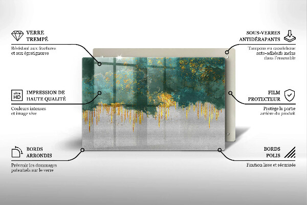 Glas Ceranfeldabdeckung Abstraktion mit Gold