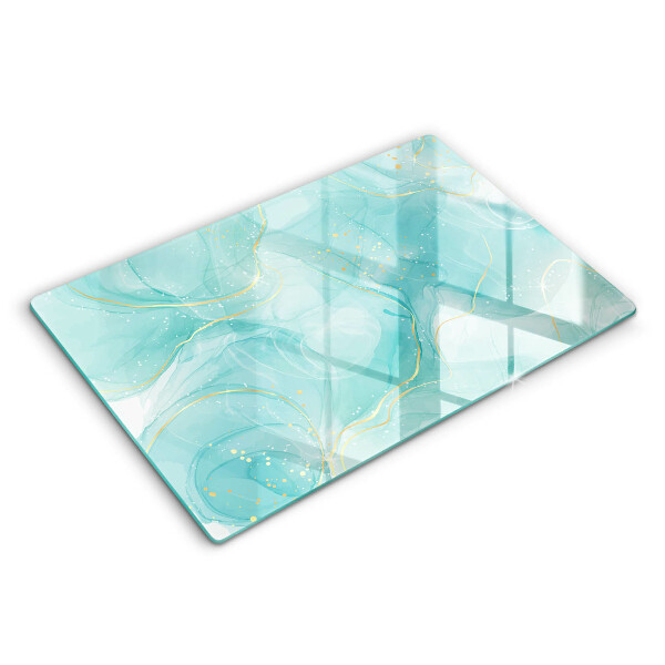 Glas Ceranfeldabdeckung Blaue und goldene Abstraktion