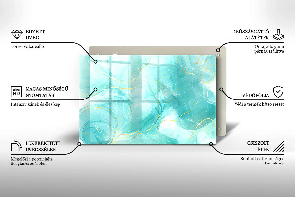 Glas Ceranfeldabdeckung Blaue und goldene Abstraktion