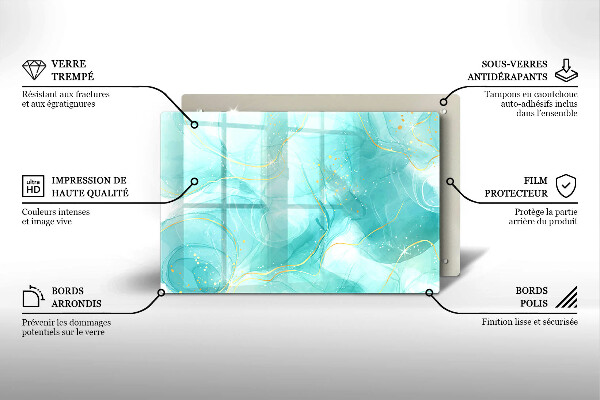 Glas Ceranfeldabdeckung Blaue und goldene Abstraktion