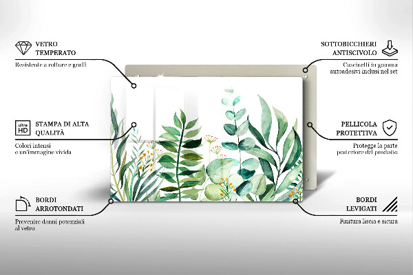 Glas Ceranfeldabdeckung Illustration der Pflanzenblätter