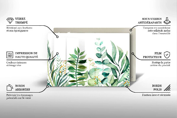 Glas Ceranfeldabdeckung Illustration der Pflanzenblätter