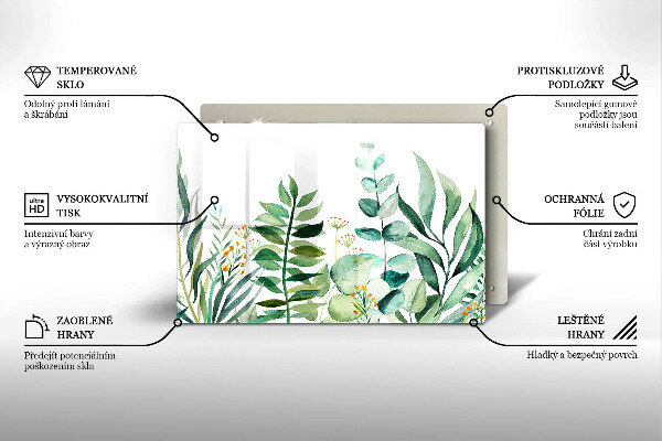 Glas Ceranfeldabdeckung Illustration der Pflanzenblätter