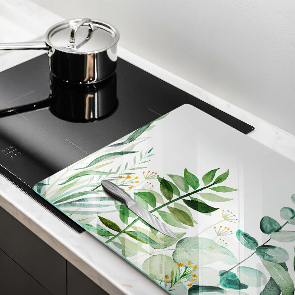 Glas Ceranfeldabdeckung Illustration der Pflanzenblätter