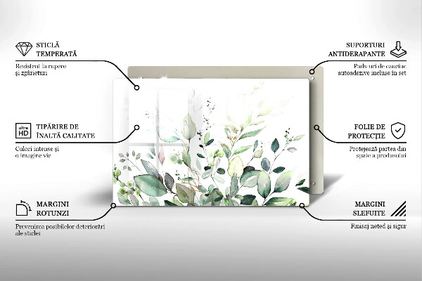 Glas Ceranfeldabdeckung Aquarellpflanzen