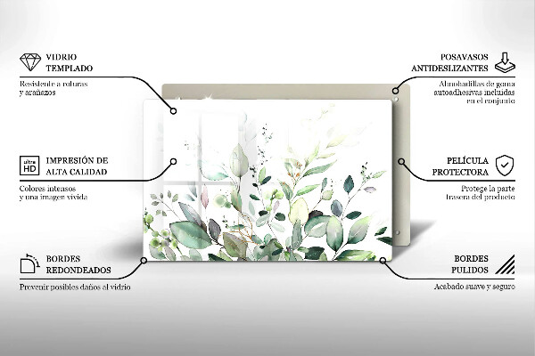 Glas Ceranfeldabdeckung Aquarellpflanzen