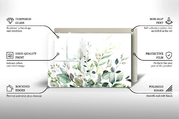 Glas Ceranfeldabdeckung Aquarellpflanzen
