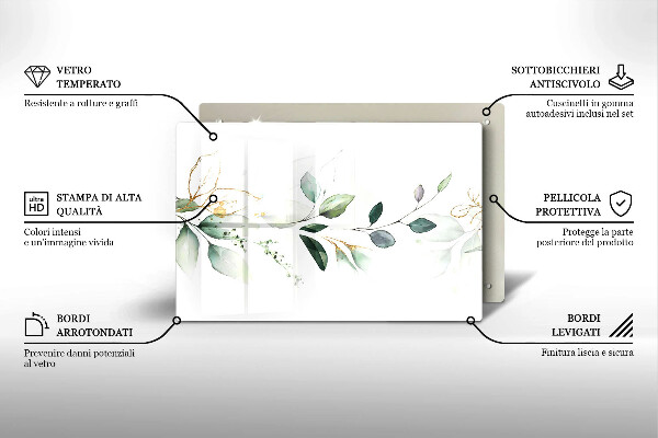 Glas Ceranfeldabdeckung Aquarellblätter