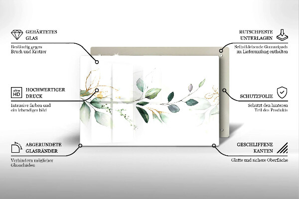 Glas Ceranfeldabdeckung Aquarellblätter