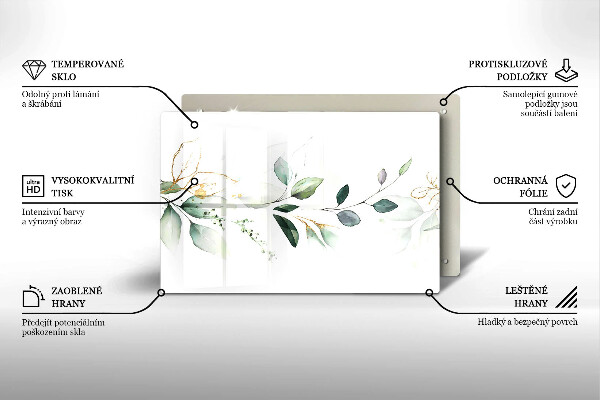 Glas Ceranfeldabdeckung Aquarellblätter