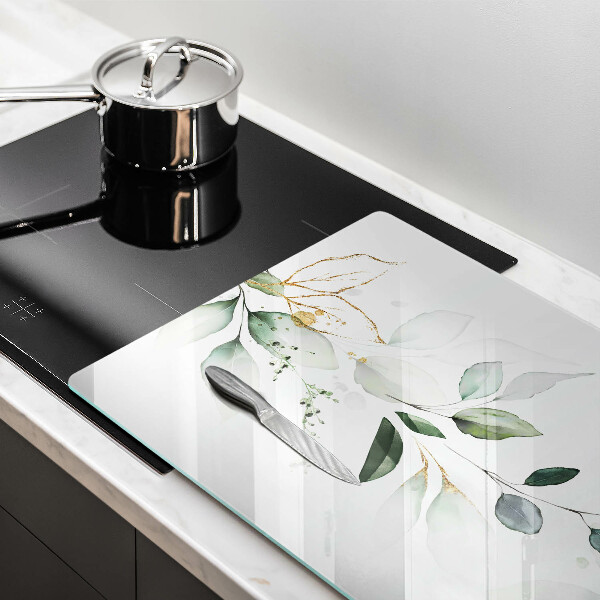 Glas Ceranfeldabdeckung Aquarellblätter