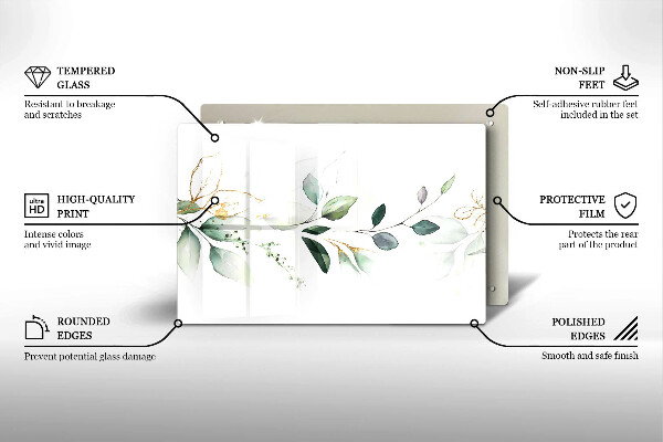 Glas Ceranfeldabdeckung Aquarellblätter