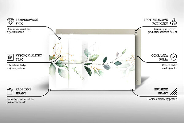 Glas Ceranfeldabdeckung Aquarellblätter