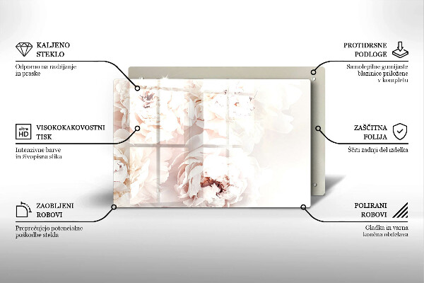 Glas Ceranfeldabdeckung Pastellfarbene Pfingstrosen