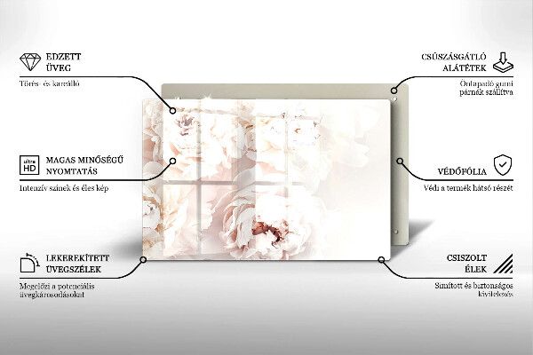 Glas Ceranfeldabdeckung Pastellfarbene Pfingstrosen