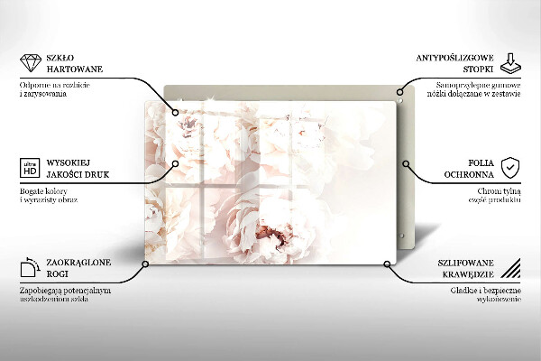Glas Ceranfeldabdeckung Pastellfarbene Pfingstrosen