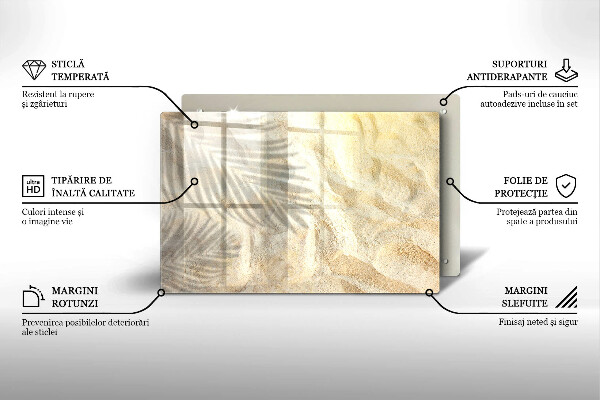 Glas Ceranfeldabdeckung Palmblätter und Sand