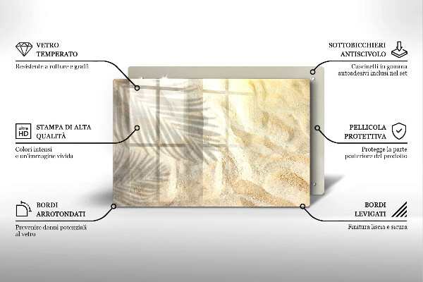 Glas Ceranfeldabdeckung Palmblätter und Sand