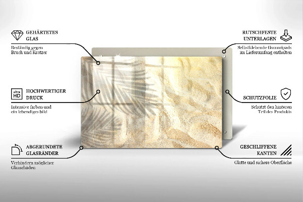 Glas Ceranfeldabdeckung Palmblätter und Sand