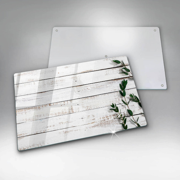 Glas Ceranfeldabdeckung Alte Bretter und Blätter