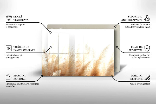 Glas Herdabdeckplatte Pampasgras