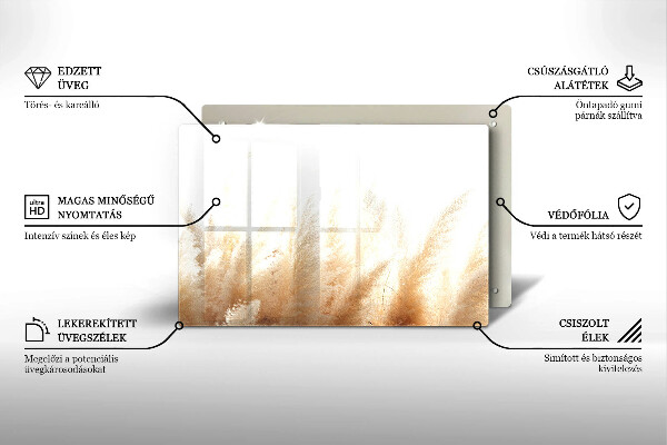 Glas Herdabdeckplatte Pampasgras