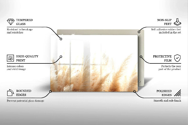 Glas Herdabdeckplatte Pampasgras